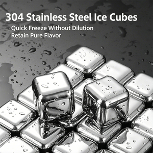 Cubitos de Hielo Reutilizables de Acero Inoxidable de Grado Alimenticio para Enfriar Whisky, Cola, Vino y Bebidas, Ecológicos, para <span class=keywords><strong>Bar</strong></span> y Hogar, con Clip - Product Image 2