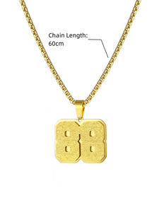 Collar con Colgante de Doble Capa con Número de Atleta Digital, Chapado en Oro de 18K, Brillante, de Acero Inoxidable para Hombre, Moderno, para Parejas, Navidad - Product Image 6