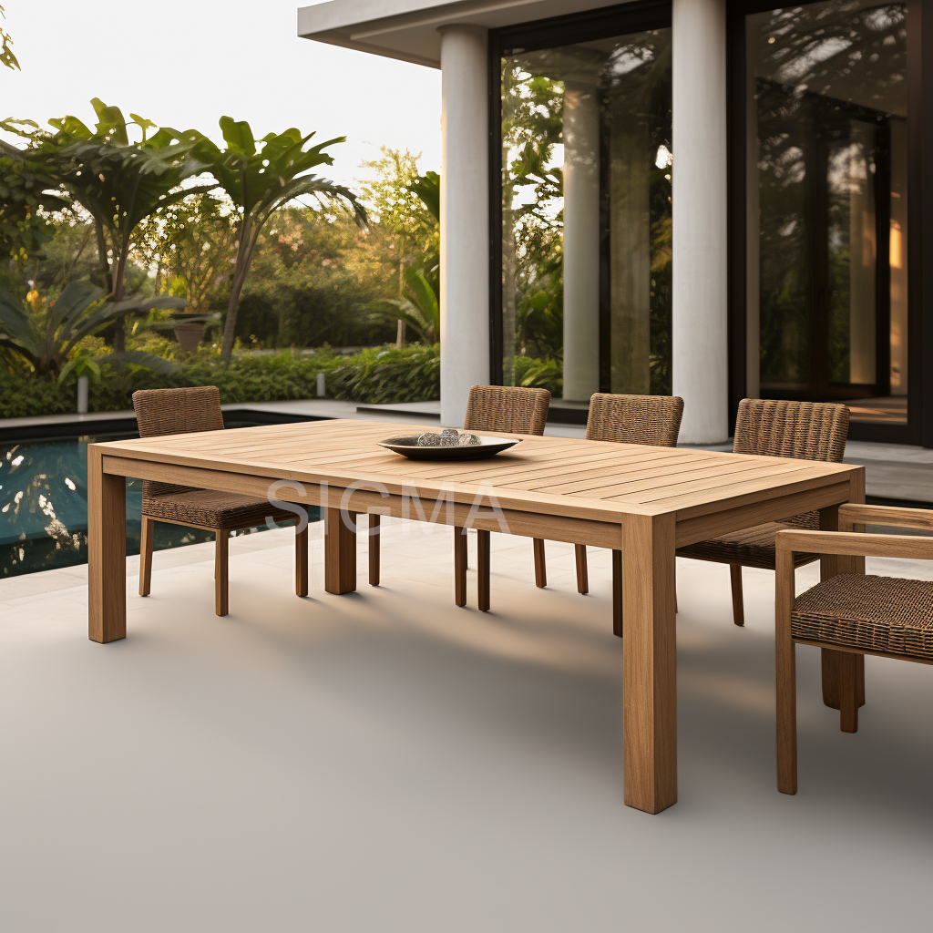 New Arrival Patio Garden Furniture Wholesale Wooden Frame Outdoor Dining Set Teak Wood Dining Tables