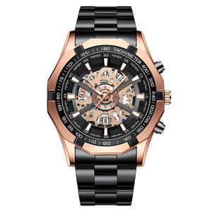 Relógio de Pulso Masculino Multifuncional de Luxo com Calendário, Quartzo, À Prova D'água, Banhado a Ouro, Tungstênio, Diâmetro do Mostrador 43mm, Liga Esportiva - Product Image 3