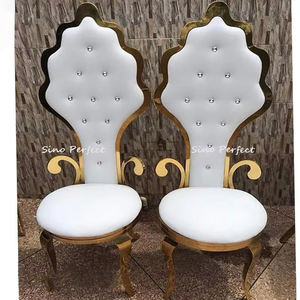 Silla de Acero Inoxidable de Alta Calidad, Dorada y Blanca, con Respaldo Alto, Económica, para Eventos y Bodas Reales - Product Image 1