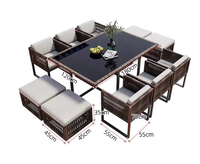 Ensemble de table et de chaises de patio en rotin d'extérieur, durable, pliable, léger, imperméable, jardin, balcon, cour, loisirs, repas
