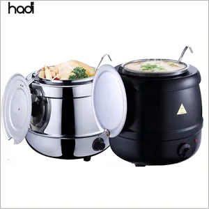 哈迪厨房餐厅设备暖汤器自助餐电热火锅汤壶银黑10l汤站
