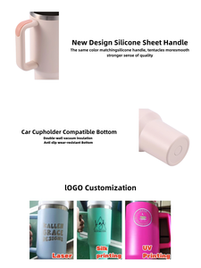 Tazas de café de acero inoxidable reutilizables personalizadas, taza de viaje de café de doble pared, vaso de 30Oz y 40oz con asa - Product Image 6