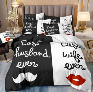 शादी के बेड ने मजेदार प्रिंटिंग बिस्तर सेट किया सॉफ्ट पॉलिएस्टर डवेट कवर सेट-3 पीसी - Product Image 4