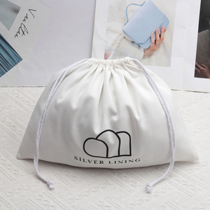 Sac de rangement en sergé de coton gris avec cordon de serrage pour chaussures, chapeaux, sacs à main – Pochette en mousseline unie naturelle pour cadeaux et shopping, anti-poussière – Grande vente - Product Image 4