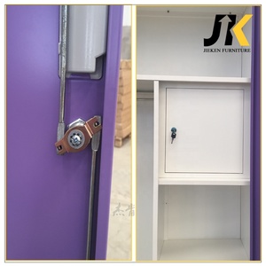 خزائن فولاذية بقفل وبابين لتخزين ملابس الموظفين، خزانة ملابس معدنية لغرفة النوم مع قضبان تعليق وخزائن صغيرة بقفل - Product Image 6