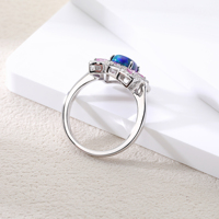 EMEJEWE Bague de mariage classique en argent sterling 925 avec opale et accents de pierres roses pour femme
