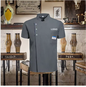 Chaqueta de Trabajo Estilo Vaquero Unisex Vesbhusha Chef003, Paquete de 3 Uniformes de Chef de Manga Corta en Sarga de Poliéster/Algodón Negro para Restaurante y Bar - Product Image 2