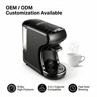 Cafetera de Cápsulas de 19 Bares, 3 en 1, Compatible con Cápsulas y Café Molido, Color Negro, para Uso Doméstico y Hotelero
