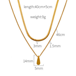 Double Layer Teardrop Pendant Titanium Steel Necklace Gold Women's Clavicle Chain Everyday Wear - Product Image 4