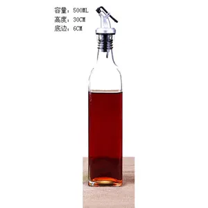 Dispensador de aceite de oliva y vinagre para cocina, botella de vidrio de buena calidad, cuadrado