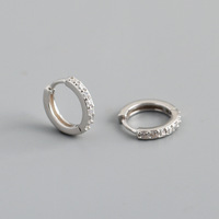 Harga grosir S925 perak murni lingkaran bulat mikro masukkan zirkon berlapis emas anting-anting Hoop unik