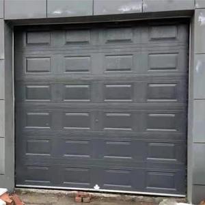 Grande <span class=keywords><strong>porte</strong></span> <span class=keywords><strong>de</strong></span> <span class=keywords><strong>garage</strong></span> <span class=keywords><strong>sectionnelle</strong></span> motorisée en acier à levage automatique à grain <span class=keywords><strong>de</strong></span> bois brun moderne pour projets d'appartements - Product Image 3