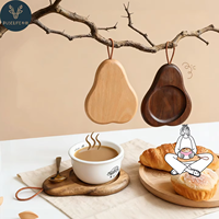 Sous-verres en bois de hêtre en forme de poire personnalisés Puselife, gravure laser du logo, support de tasse, plateau