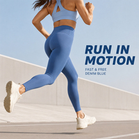 Leggings de sport pour femme, effet seconde peau, double face, en nylon et élasthanne, sans couture avant, effet push-up, taille haute, pour la gym et le jogging