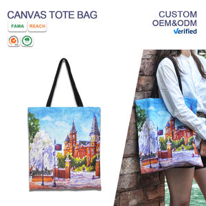 กระเป๋าโท้ทคุณภาพสูงขายส่งพร้อมโลโก้พิมพ์ตามสั่ง กระเป๋าช้อปปิ้งผ้าแคนวาสพร้อมกระเป๋าผ้าแคนวาสสำหรับช้อปปิ้งแบบนำกลับมาใช้ใหม่ได้ - Product Image 2