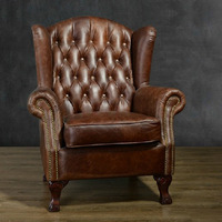 Chaise Tigre à dossier haut de style américain rétro, fabriquée sur mesure par l'usine de Foshan, en cuir véritable, canapé d'art, chaise à cigares pour salon