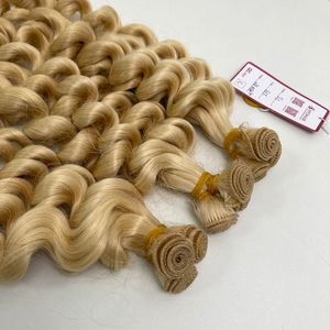 Extensiones de Cabello Humano Rubio Ondulado, Cabello Remy de Una Sola Capa, Doble Trama, Color 613 - Product Image 6