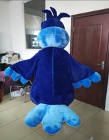 Costume de mascotte en peluche personnalisable en forme de perroquet bleu pour adultes unisexe, idéal pour les fêtes de Noël