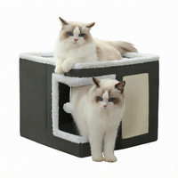 Vente en gros : Niche pliable pour chat avec griffoir en sisal, base antidérapante, tapis de couchage chaud gris foncé, fabrication OEM personnalisée