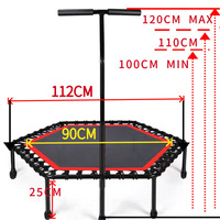 Trampolín de Fitness PINJIAN, Rebounder Interior y Exterior, Mini Trampolín Hexagonal de 45 Pulgadas con Mango Ajustable
