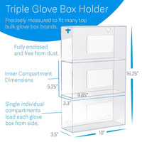 Distributeur d'hygiène pliable et portable en acrylique avec trois compartiments pour gants, masques et bonnets de protection