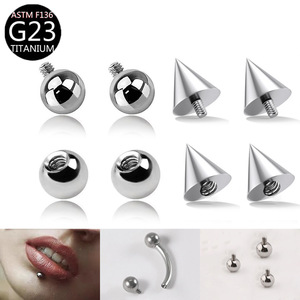Billes et cônes de remplacement en titane G23 à filetage externe, accessoires de piercing pour lèvre, sourcil, nombril, langue, bijoux corporels DIY - Product Image 2