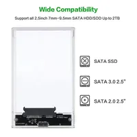 Casing Hard Disk 2.5 Inci USB3.0 Tipe C Transparan HDD/SSD dengan Adaptor SATA untuk Komputer PC Laptop
