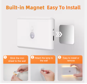 Светильник ночник для спальни и отеля, современный, перезаряжаемый, светодиодный, с сенсорным управлением, датчиком движения, белый, с системой антиблокировки, магнитный - Product Image 6