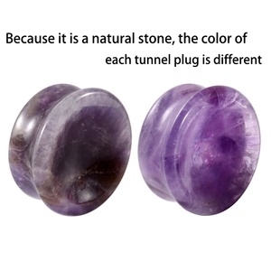 <strong>Set</strong> of 90 Organic Natural Amethyst Cat Eye Concave <strong>Ear</strong> <strong>Plug</strong> Double Flare 6mm Solid <strong>Ear</strong> Gauge Body Jewelry <strong>Piercing</strong> - Product Image 3