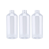Bouteilles en plastique transparentes rondes de 100 ml, 200 ml, 250 ml, 300 ml, 400 ml, 500 ml, 1000 ml pour shampoing et lotion, avec bouchons à disque rabattable