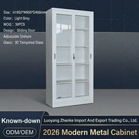Armoire à portes coulissantes en métal et verre à prix d'usine, vente en gros, avec étagères réglables pour l'archivage de documents et de livres