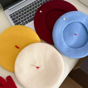 Béret chic pour femme, chapeau de peintre rétro en laine, chapeau d'artiste français élégant à petite queue, chapeau polyvalent, vente en gros - Product Image 2