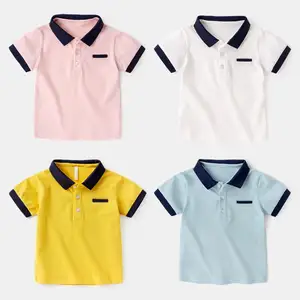 Baby Cotton Polo T Shirts Customizable Short Sleeved Summer 100% Cotton Customized Logo Boys Polo Shirts