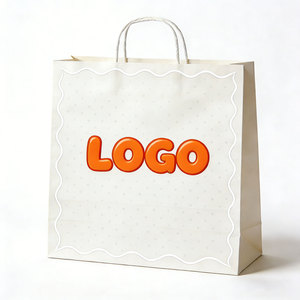 Bolsas de Papel Kraft de Lujo Reciclables y Ecológicas, Impresas a Medida, para Compras en Supermercados, Regalos, con Logotipo Personalizado, Blancas/Marrones - Product Image 1