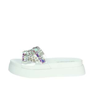 Sandali da Donna Laura Biagiotti con Tacco Basso, Bianchi con Cristalli e Plateau - Product Image 1