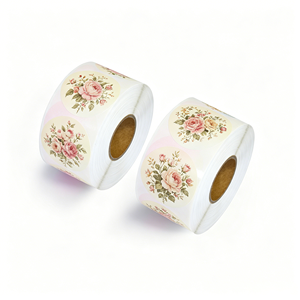 Gradient-<b>coloured</b> round 60mm heat-seal label <b>rolls</b>; round <b>coloured</b> stickers; thank you packaging stickers - Product Image 3