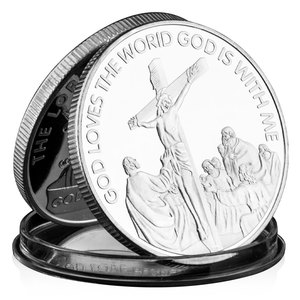 Moneta Commemorativa 'Dio Ama le Persone' con 'Il <span class=keywords><strong>Signore</strong></span> è il <span class=keywords><strong>Mio</strong></span> Pecoraio', Regalo in 5 Colori, Scegli la Moneta della Sfida con Croce - Product Image 2