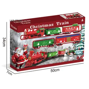 गर्म बिक्री क्रिसमस खिलौने इलेक्ट्रिक ट्रेन के साथ संगीत प्रकाश स्लॉट खिलौना ट्रैक रेल कार रेलवे क्रिसमस ट्रेन