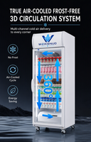 Vitrine Réfrigérée Commerciale Verticale à Porte Simple pour Supermarché, Réfrigérateur Commercial avec Porte Vitrée Chauffée Anti-buée