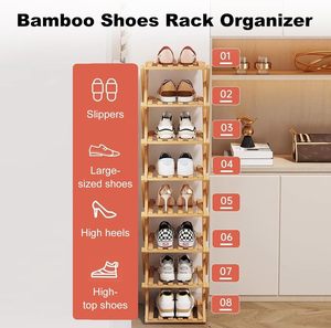 YYW Meuble à chaussures moderne en bambou à 3 niveaux, pliable et autoportant, avec rangement vertical pour entrée, placard et salon - Product Image 3