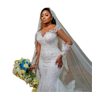 Vestido de Novia Personalizado 2025, Lujoso y Sexy, con Cuentas, Manga Larga, Talla Grande, Estilo Sirena - Product Image 5