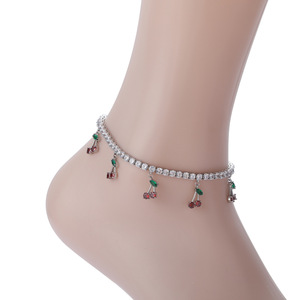 4Mm Women's Cherry <b>Anklet</b> Temperament Zircon Adjustable Shiny <b>Anklet</b> - Product Image 1