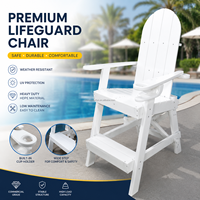 Chaise de sauveteur professionnelle pour piscine, siège de sauveteur réglable en hauteur (1,75 m - 2,1 m), support de sauveteur pour plage et complexe hôtelier