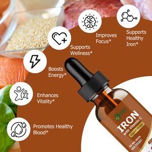 Best Seller Iron Liquid Drops with Elemental Iron Hemoglobin well Being Boost Energy Helps Sustain Optimal Iron levels - Product Image 3
