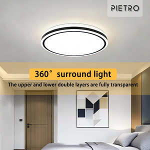 Wholesale Modern White No Flicker Living Room Acrylic Ceiling Lamp Office Corridor PP 30W Round Square Bedroom Led Ceiling <b>Light</b> - Product Image 2