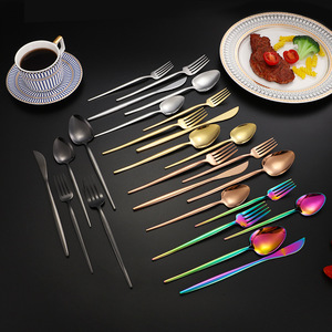 304 Stainless Steel Cutlery <b>Set</b> Minimalist Design Mirror Finish Coffee Spoons Knife Forks Reusable Western Tableware - Product Image 4