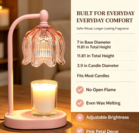 Lampe chauffe-bougie rose avec minuterie et variateur d'intensité, Cadeaux pour maman/épouse, Lampe chauffe-cire avec 2 ampoules pour pots à bougies