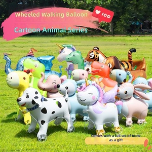 YIDA Globos Andantes con Forma de Animales de Dibujos Animados, Ruedas de Película de Aluminio - Para Fotos de Niños, Decoración de Cumpleaños, Juguetes de Exterior, Diversión Festiva - Product Image 1